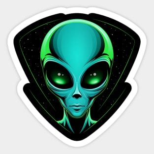 Green Alien Head Sticker